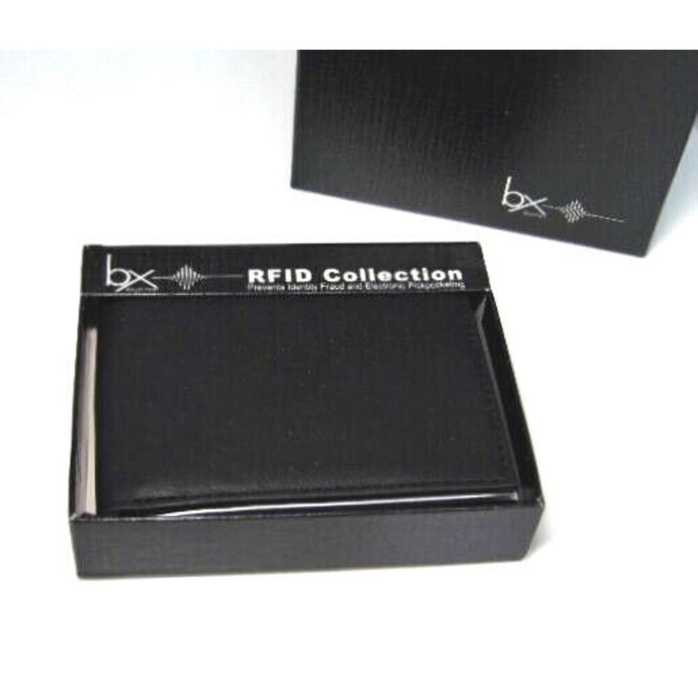 Mens CONVERTIBLE BILLFOLD + PASSCASE WALLET Buxton Black Faux Leather RFID NEW - Picture 10 of 11